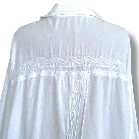 Soft Surroundings Womens Tunic Top Sz 3X White Cotton Boho Embroidered Coastal - Picture 9 of 12